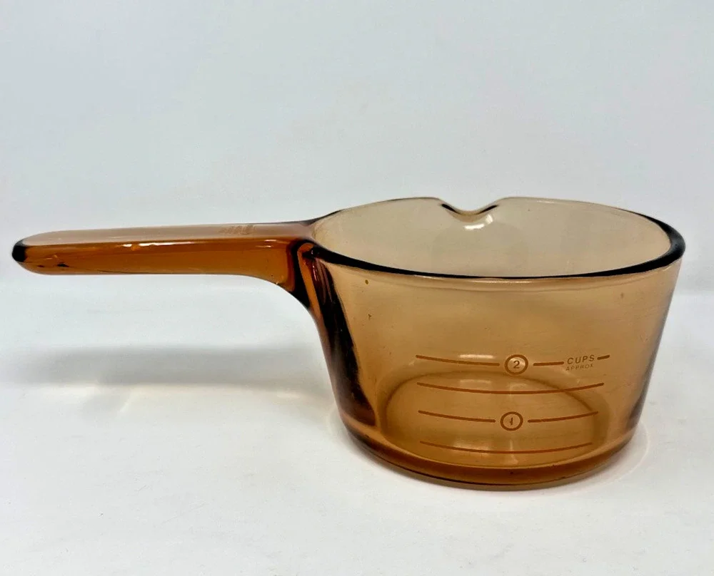 Corning Visions Amber Glass 0.7L 2 Cup Measuring Saucepan France